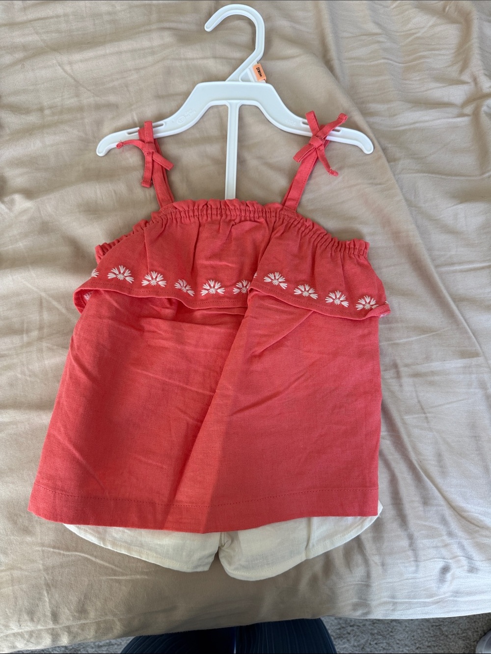 Carter's Coral Ruffle Embroidered Tie-Strap Camisole
